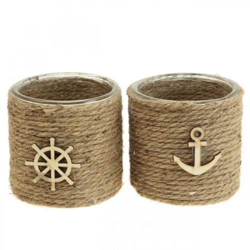 Floristik24 Fyrfadsstage Maritim lanterneglas Ø10,5cm H10cm 2stk