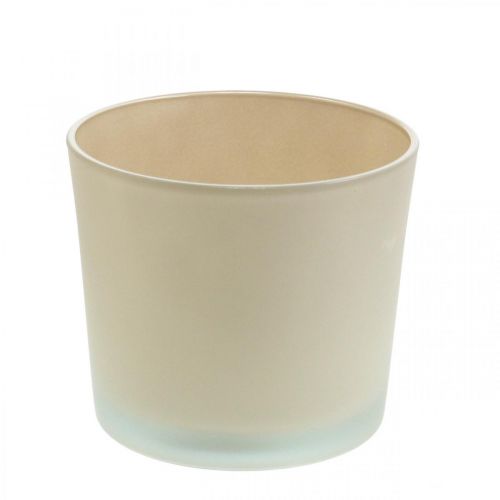 Glasurtepotte beige plantekrukke glaspotte Ø14,5cm H12,5cm