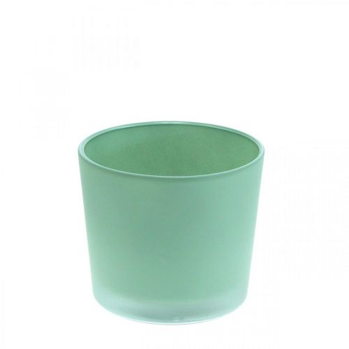 Floristik24 Glasurtepotte grøn plantekasse glasbalje Ø10cm H8,5cm
