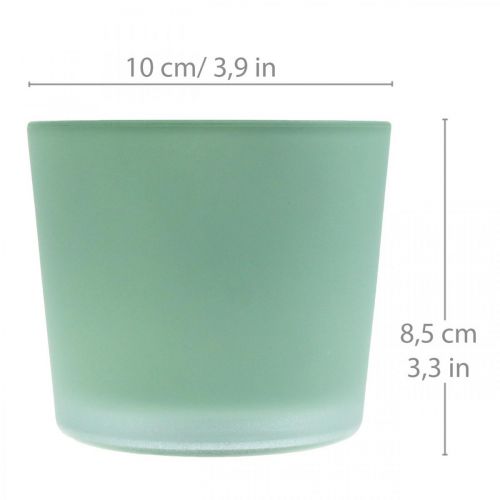 Artikel Glasurtepotte grøn plantekasse glasbalje Ø10cm H8,5cm