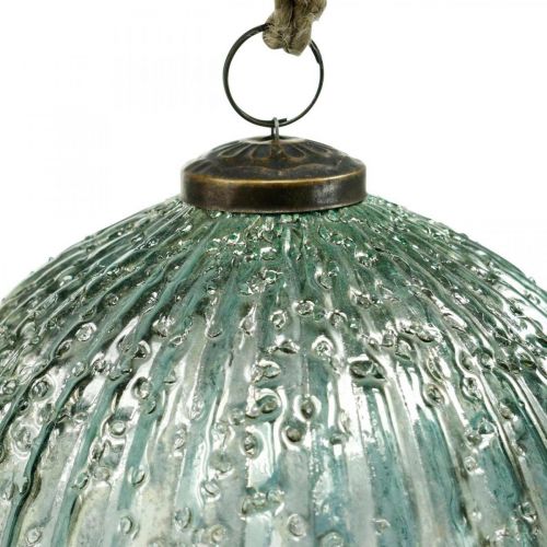 Floristik24 Glaskugle til at hænge blå vintage juledekoration glas Ø15cm