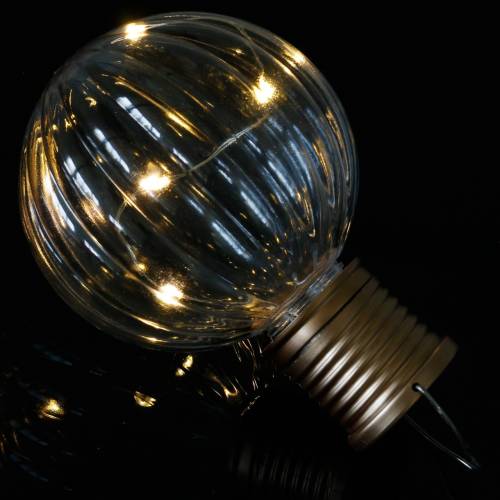 Floristik24 Solar LED lampe retro look transparent varm hvid Ø8cm