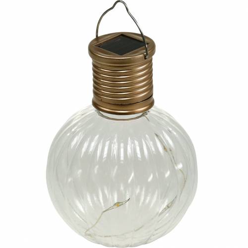 Floristik24 Solar LED lampe retro look transparent varm hvid Ø8cm