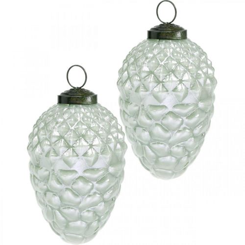 Tredekorationskegler efterårsfrugter ægte glas antik look Ø7cm H11,5cm 6stk