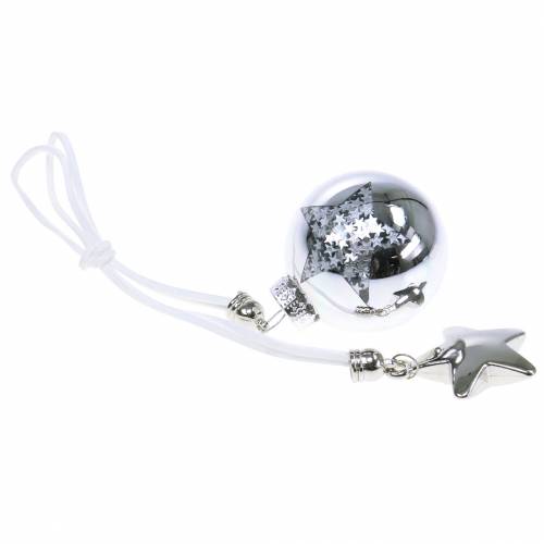 Floristik24 Juletræspynt glaskugle med stjernesølv 5cm