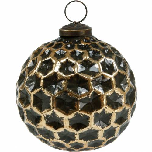 Floristik24 Julekugle honeycomb mønster brun, gylden Ø10cm 3stk