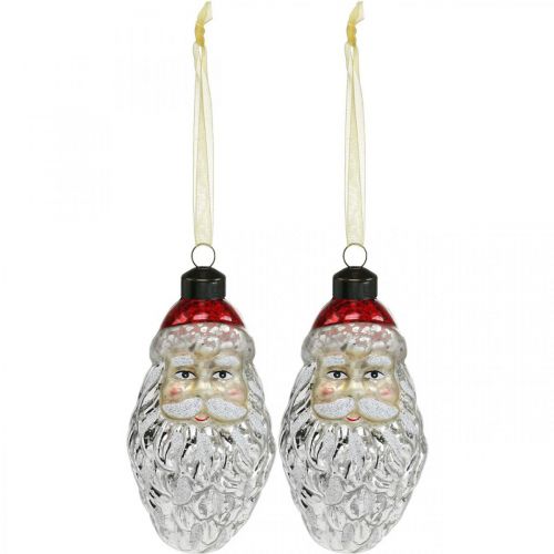Floristik24 Dekorativt vedhæng julemand, adventsdekoration, juletræsdekoration ægte glas, vintage look H12cm Øcm 2stk