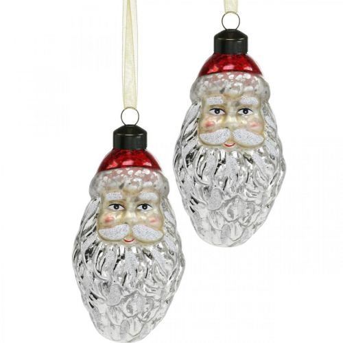 Floristik24 Dekorativt vedhæng julemand, adventsdekoration, juletræsdekoration ægte glas, vintage look H12cm Øcm 2stk