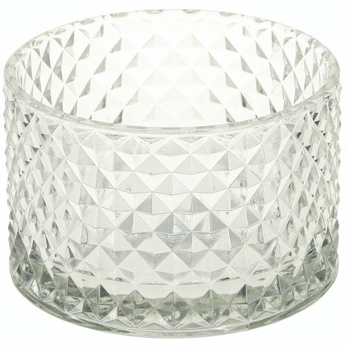 Glasskål fyrfadsstage retro diamant klar Ø10,5cm 2stk