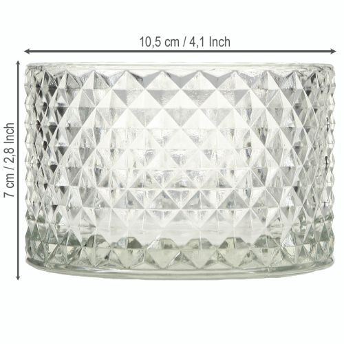 Artikel Glasskål fyrfadsstage retro diamant klar Ø10,5cm 2stk