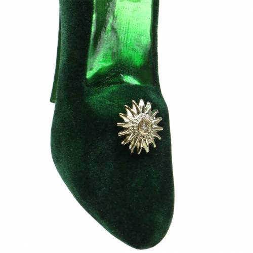 Floristik24 Velvet glas sko grøn 12cm 2stk
