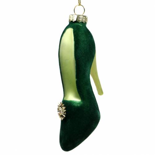 Floristik24 Velvet glas sko grøn 12cm 2stk