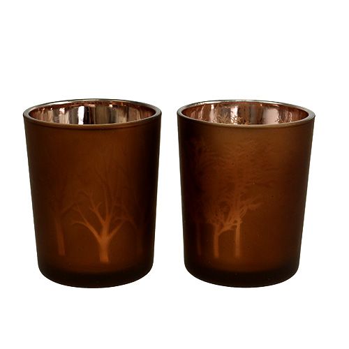 Floristik24 Glas te lys med mønsterbrunt Ø5.5cm H6.5cm 4stk