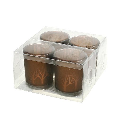 Floristik24 Glas te lys med mønsterbrunt Ø5.5cm H6.5cm 4stk