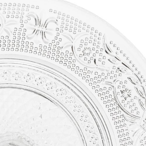 Artikel Glasplade på fod Flad glasskål med klart mønster Ø15cm