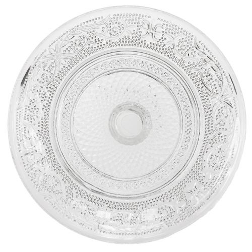 Floristik24 Glasplade på fod Flad glasskål med klart mønster Ø15cm
