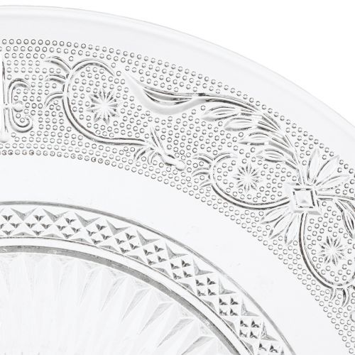 Artikel Glasplade på fod Flad glasskål med klart mønster Ø25cm