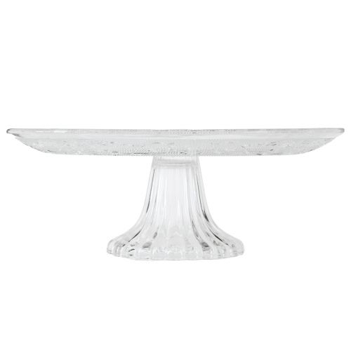 Artikel Glasplade på fod Flad glasskål med klart mønster Ø25cm