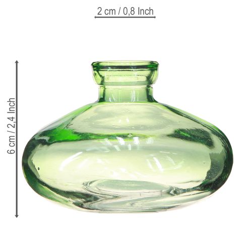 Artikel Glasvase løggrønne minivaser glas Ø9cm H6cm 6 stk