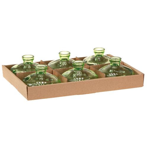 Artikel Glasvase løggrønne minivaser glas Ø9cm H6cm 6 stk
