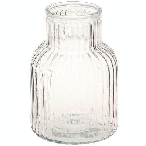 Glasvase blomstervase glasriller retro klar Ø13,5cm H20cm