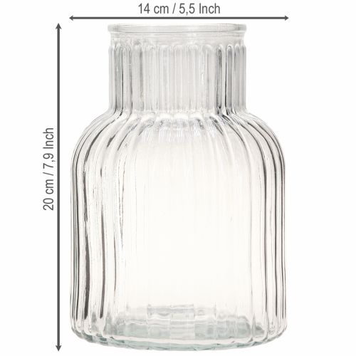 Artikel Glasvase blomstervase glasriller retro klar Ø13,5cm H20cm