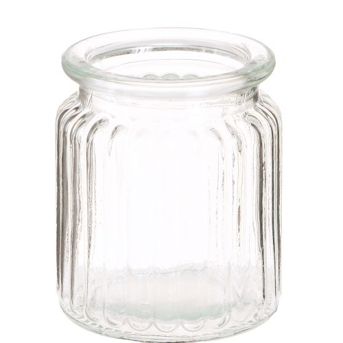 Artikel Glasvase klar ribbet glas dekorativ vase Ø8cm H9cm 6 stk