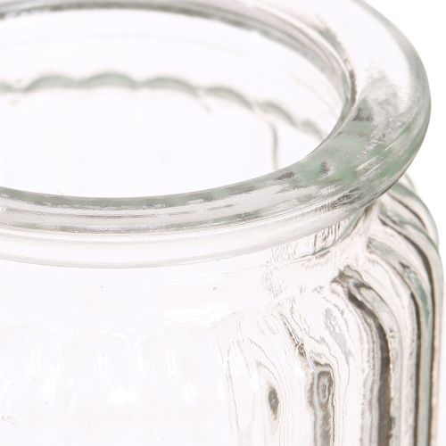 Artikel Glasvase klar ribbet glas dekorativ vase Ø8cm H9cm 6 stk