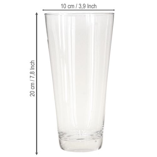 Artikel Glasvase konisk blomstervase gennemsigtig Ø10cm H20cm