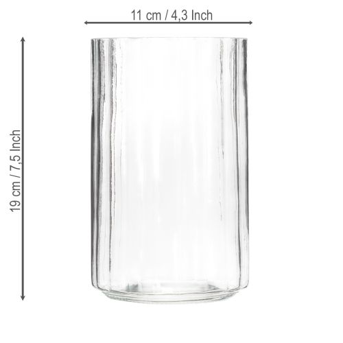 Artikel Vase med unik stribet struktur, moderne design, 19 cm