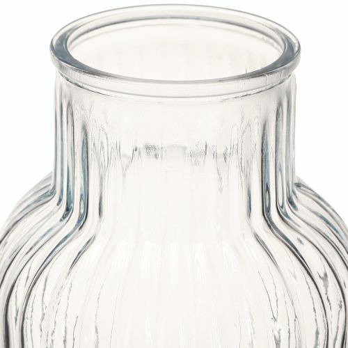 Artikel Blomstervase med riller glasvase i blå Ø13,5cm H20cm