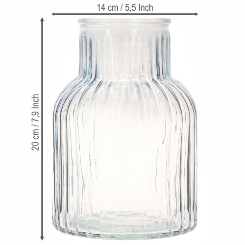 Artikel Blomstervase med riller glasvase i blå Ø13,5cm H20cm