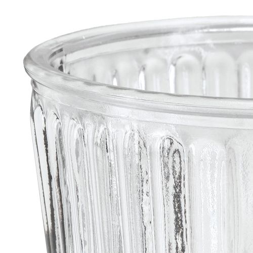 Artikel Glasvase med fod dekorativ riflet glaskop Ø13cm H19cm