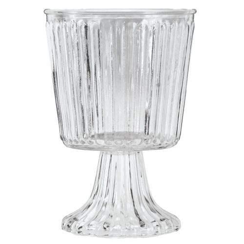 Artikel Glasvase med fod dekorativ riflet glaskop Ø13cm H19cm