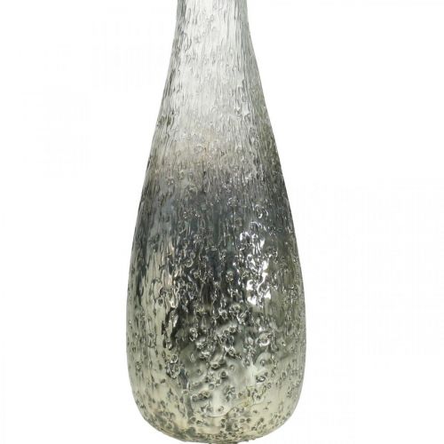 Floristik24 Blomstervase af glas, bordvase tofarvet ægte glas klar, sølv H30cm
