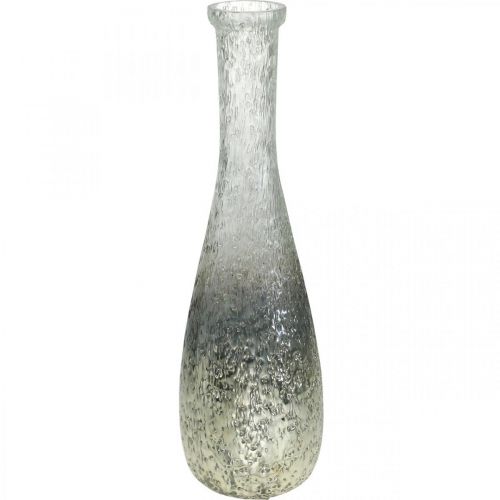 Floristik24 Blomstervase af glas, bordvase tofarvet ægte glas klar, sølv H30cm