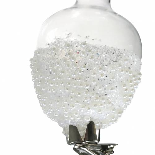 Floristik24 Glasvase med clips glitter og perler Ø4,9cm H9,5cm klar 3stk