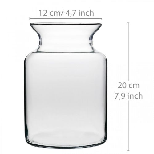 Artikel Glas blomstervase bred klar Ø12cm H20cm
