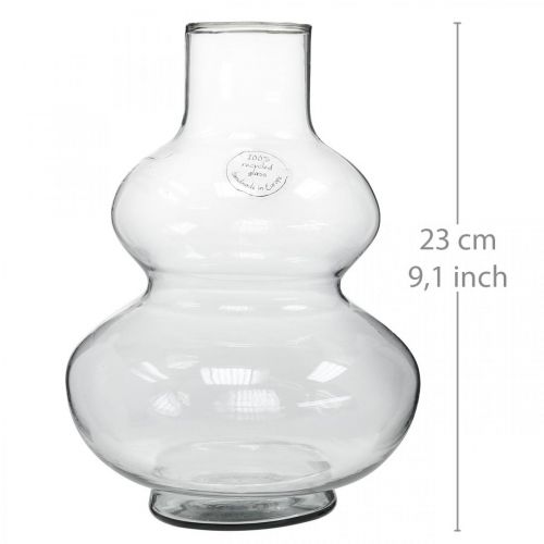 Artikel Glasvase rund blomstervase dekorativ vase klart glas Ø16cm H23cm