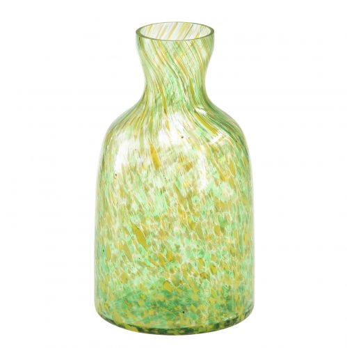 Glasvase glas dekorativ blomstervase grøn gul Ø10cm H18cm