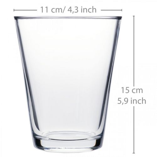 Floristik24 Glasvase Konisk Klar Ø11cm H15cm