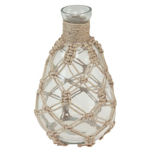 Floristik24 Glasvase macrame jute natur sommer maritim Ø11cm H19,5cm