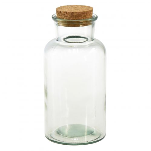 Floristik24 Glasvase retro apotekerglas med kork Ø8,5cm H17cm