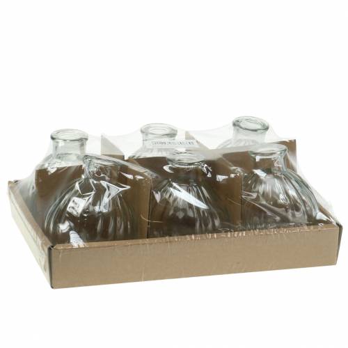 Floristik24 Dekorativ glasvase med riller Ø6,8cm H7,7cm 6 stk