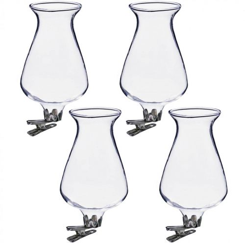 Floristik24 Glasvase tulipan med clips Ø5,9cm H11cm klar 4stk