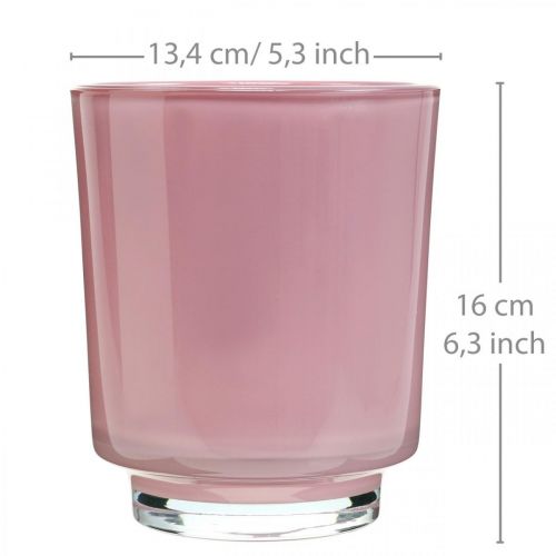 Floristik24 Orkidé plantekrukke glas pink H16cm Ø13,4cm