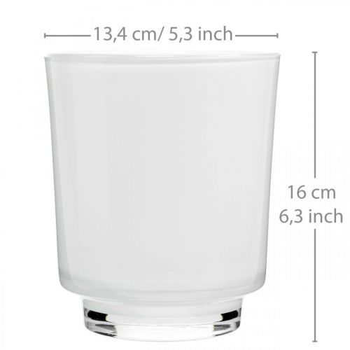 Artikel Orkidé plantekasse hvidt glas H16cm Ø13,4cm