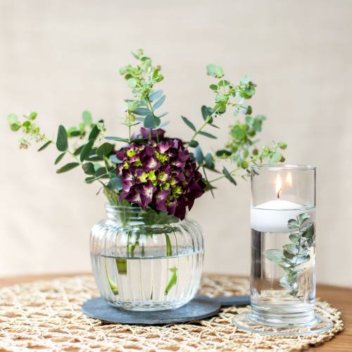Floristik24 Vase med ribbet glas Ø11cm H10cm