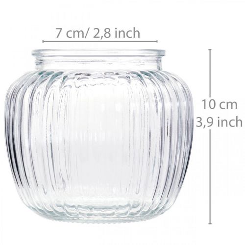 Floristik24 Vase med ribbet glas Ø11cm H10cm