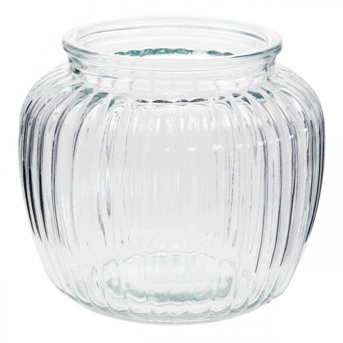 Floristik24 Glasvase ribbet vase glas Ø14cm H13cm 2stk